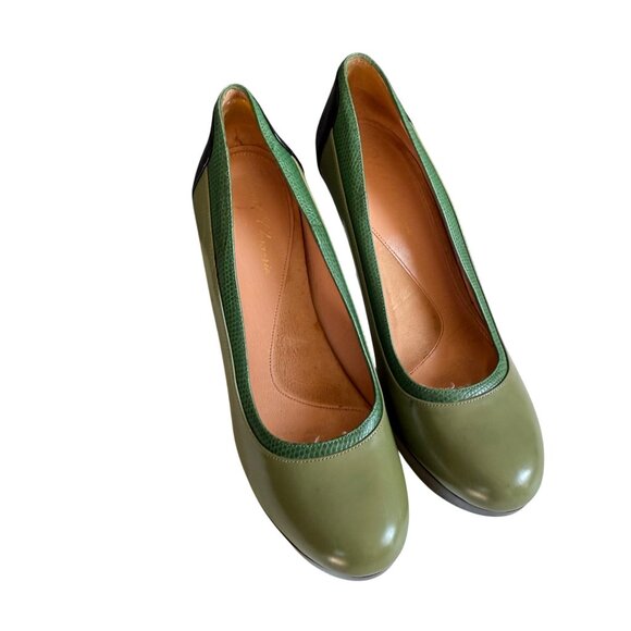 Robert Clergerie Green and Black Platform Pumps Size 7B - Picture 7 of 10